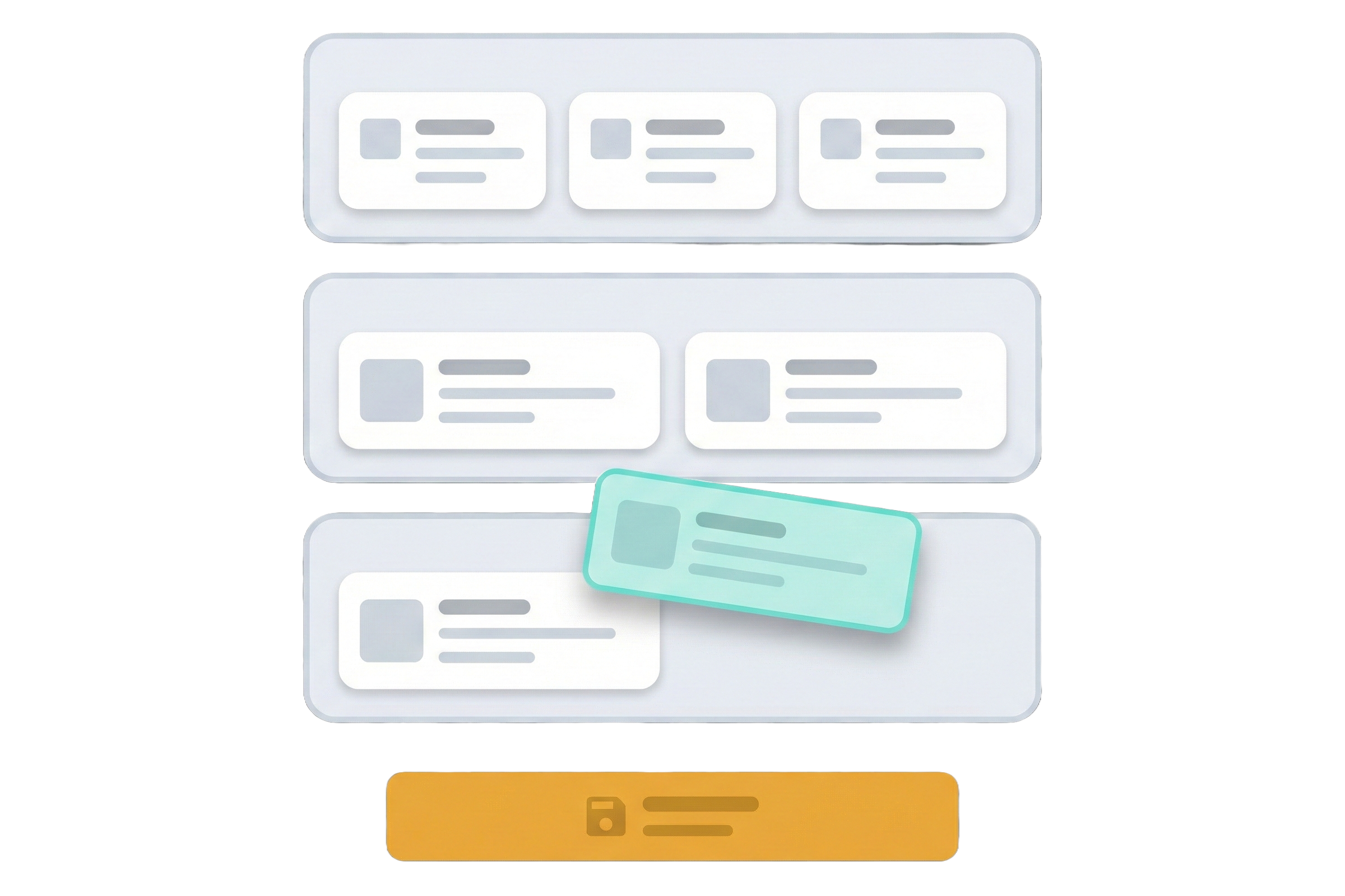 Plan z kartami dni i atrakcji, drag & drop